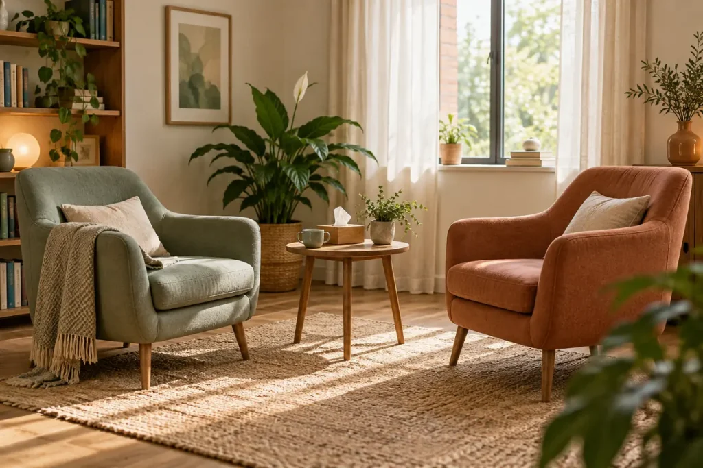 Dos sillones en un espacio tranquilo para conversar